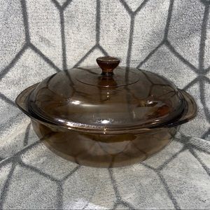 Vintage PYREX #024 Amber Casserole Dish w Lid 624C B1